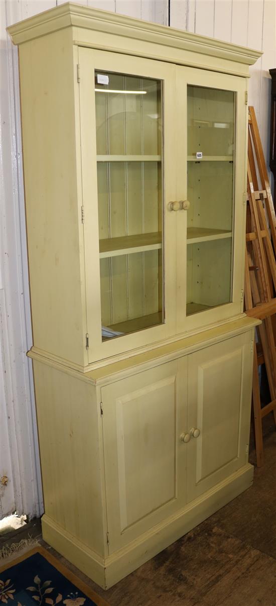 Painted pine glazed bookcase